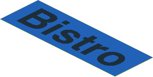 Sticker  1.1 x  3.3 with Black "Bistro" on Blue Background