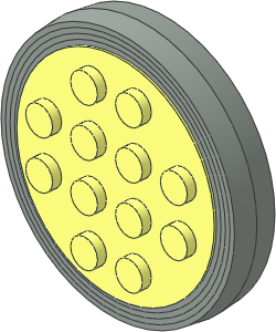 Wheel Rim  8 x 35 with 12 Studs with Axle and Light Grey Tyre