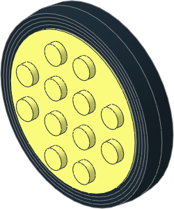 Wheel Rim  8 x 35 with 12 Studs with Axle with Black Tyre Large