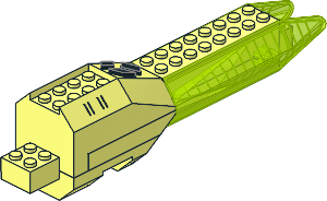 Electric Light & Sound Insectoid Tail  4 x 20 x  4.333 with Battery Cover and Trans-Neon-Green Prisms
