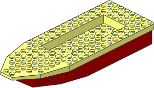 Boat Hull Unitary 22 x  8 x  2.333 (Complete) with Red Base