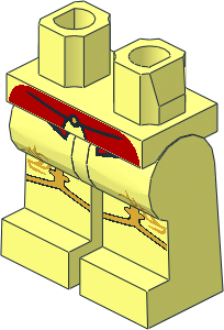 ~Minifig Hips and Legs with Shirttails, Gold Band and Fleur de Lis Pattern (Obsolete)