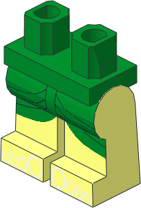 ~Minifig Hips and Legs with Green Kilt and Toes Pattern (Obsolete)