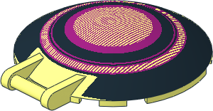 Dish  6 x  6 Inverted - No Studs with Handle with Black and Magenta Concentric Lines and Thin Magenta Grill Pattern