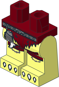 ~Minifig Hips and Legs with Dark Grey Belt, Dark Red Loincloth, White Claws, Fur Tail Pattern (Obsolete)