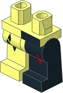 ~Minifig Hips and Legs with Harlequin Red/Black Pattern (Obsolete)
