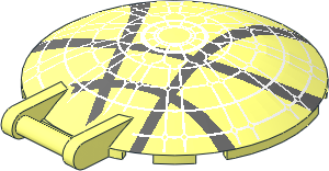 Dish  6 x  6 Inverted - No Studs with Handle with White Rose Window Pattern and 4 Crossing Dark Bluish Grey Lines Pattern