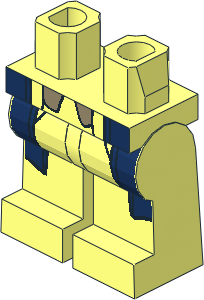 ~Minifig Hips and Legs with Dark Blue Coattails and Dark Tan Vest Tails Pattern (Obsolete)