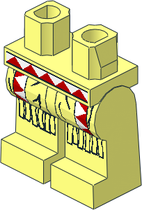 ~Minifig Hips and Legs with Red/White Triangles, Fringe Pattern (Obsolete)