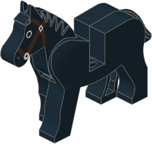 ~_Animal Horse with Brown/White Tack Pattern (Complete) Black (Obsolete)