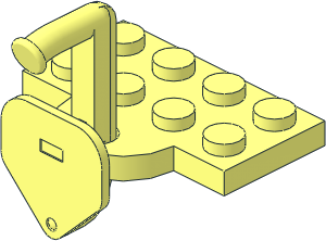 Plate  2 x  4 with Hole with Train Coupling Hook without Notch with Rectangular Base Connection (Uncoupled Position)