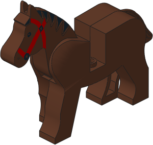 ~_Animal Horse with Red Tack and Black Mane Pattern White (Obsolete)