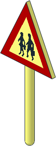 Roadsign Triangular without Base with Pedestrians Pattern