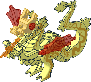Animal Dragon Oriental w. Chr.Gold Head and Tr.Red Wings (Comp.)