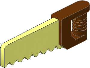Minifig Tool Rip Saw with Reddish Brown Grip Pattern