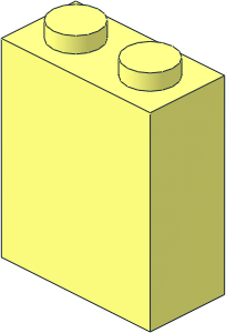 Brick  1 x  2 x  2 without Centre Studs