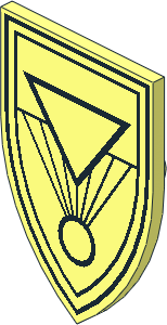 Minifig Shield Triangular Long with Black Pyramid and Sun Pattern