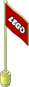 Flag on Flagpole Type 2 with Large Lego Logo with Open "O" Pattern