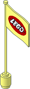Flag on Flagpole Type 3 with Oval Lego Logo w/ Open "O" Pattern
