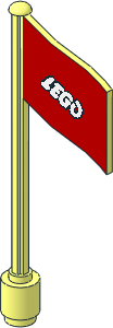 Flag on Flagpole Type 4 with Small Lego Logo with Open "O" Pattern