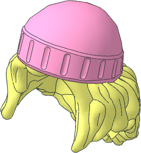 Minifig Hair Long Wavy with Bright Pink Knit Ski Cap Pattern