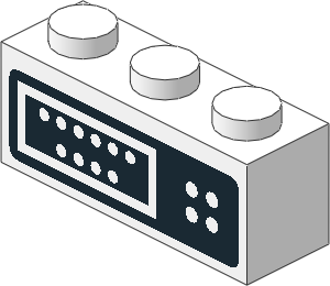 ~_Brick  1 x  3 with Control Panel Pattern White (Obsolete)