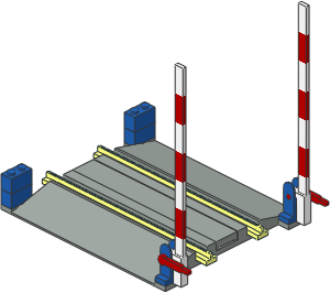 Train Track  4.5V Tapered Straight with Blue/Red/White Level Crossing Gate Type 1 (Open)