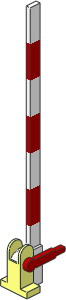 Train Level Crossing Gate Type 1 - Base with White/Red Crossbar Left Open (Complete)
