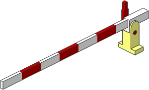 Train Level Crossing Gate Type 1 - Base with White/Red Crossbar Right Closed (Complete)