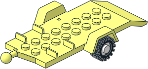 Trailer for Legoland Car with White Wheel Hubs (Complete) with Tyres  6/ 50 x  8 Offset Tread