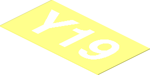Sticker  0.9 x  1.6 with White "Y19" on Transparent Background
