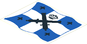 Sticker  4.8 x  6 with Crossed Cannons Blue Crossed Flag Left