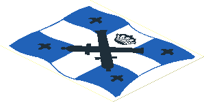 Sticker  4.8 x  6 with Crossed Cannons Blue Crossed Flag Right