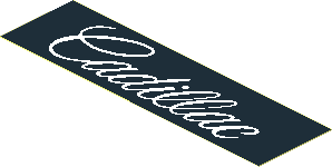 Sticker  1.1 x  3.9 with White "Cadillac" on Black Background