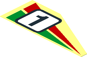 Sticker with Red/Green Triangles and Racing Number "1", Right