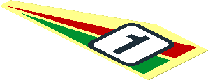 Sticker with Red/Green Triangles and Racing Number "1", Left