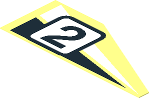 Sticker with White/Black Triangles and Racing Number "2", Right