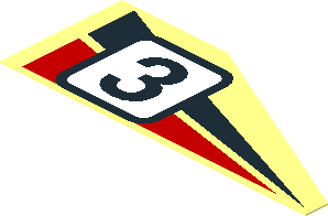Sticker with Black/Red Triangles and Racing Number "3", Right