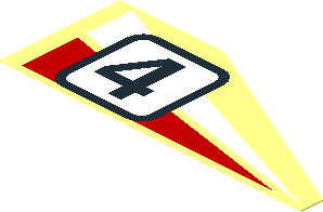 Sticker with White/Red Triangles and Racing Number "4", Right