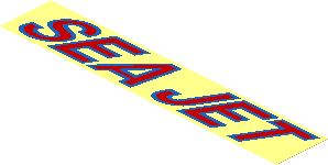 Sticker  1.2 x  6.5 with Red and Blue "SEA JET" on Transparent Background (Right)