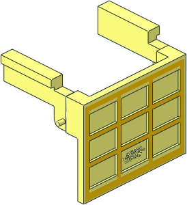 Garage Door with Yellow Grid Pattern with Counterweights with Hinge Pin