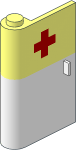 Door  1 x  3 x  4 Left with Vertical Handle with Red Cross on Upper Section and White Lower Section Pattern