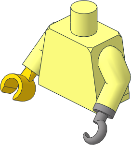 Minifig Torso with Arms and Flat Silver Hook on Left