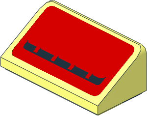 Slope Brick 31  1 x  2 x  0.667 with Left Black Deflectors on Red Face Sticker