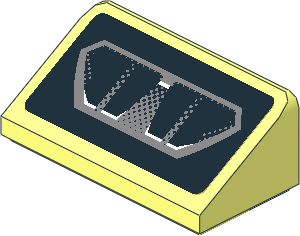 Slope Brick 31  1 x  2 x  0.667 with Silver Exhaust Pipes on Black Background Sticker