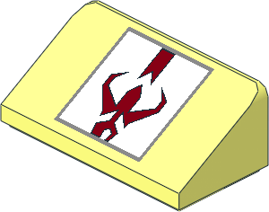 Slope Brick 31  1 x  2 x  0.667 with Dark Red Mythosaur Skull and White Background Pattern