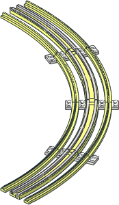Train Track 12V Curved Tapered (Complete 4 Segments)