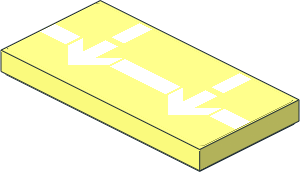 Tile  2 x  4 with White Broken Line and Arrows Sticker