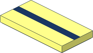 Tile  2 x  4 with Dark Blue Stripe Pattern