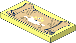 Tile  2 x  4 with Tan Scroll and House in Clouds Pattern